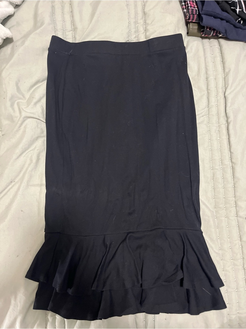Cato Black Midi Skirt with Ruffle Hem